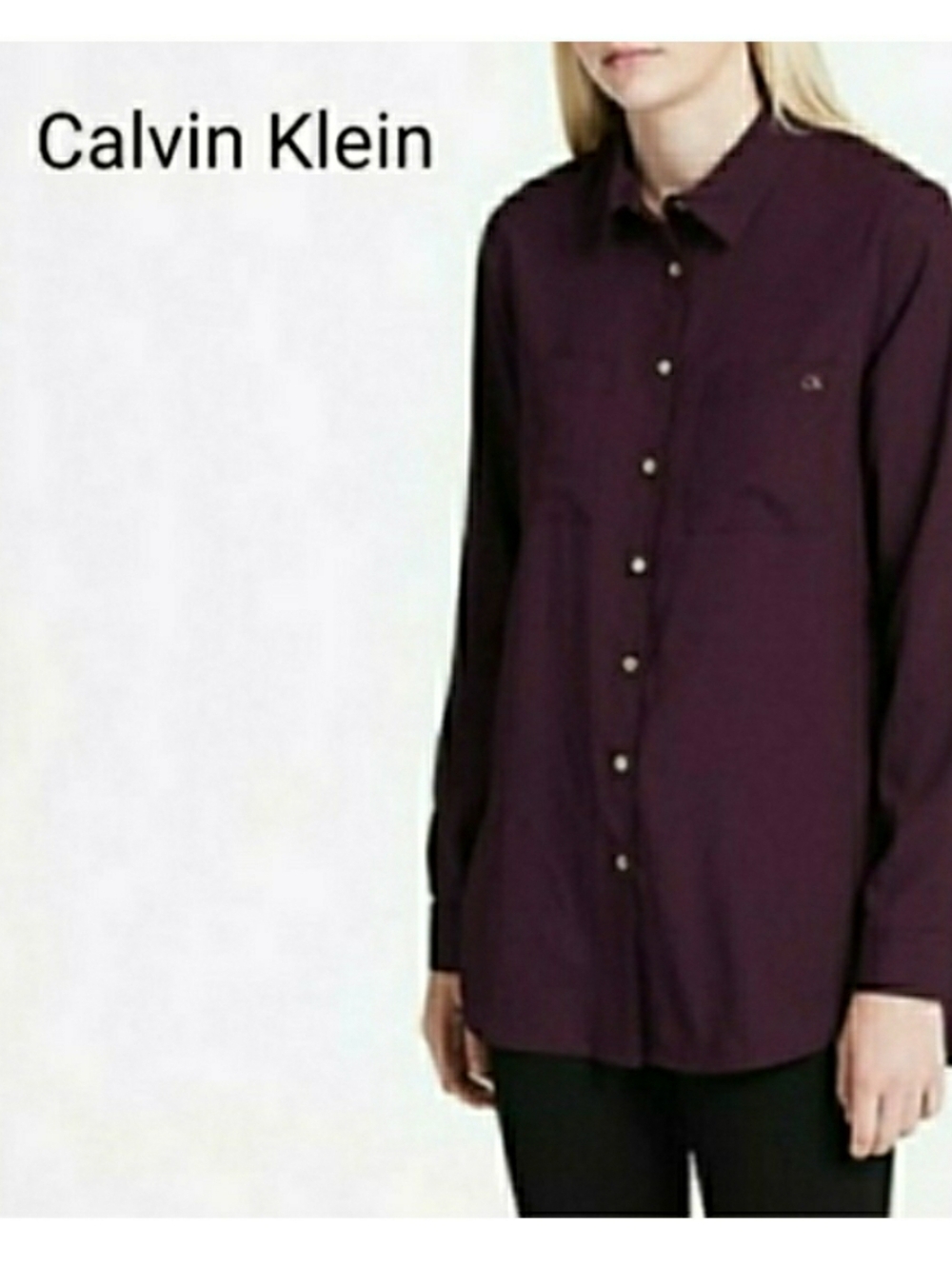 Calvin Klein Plum Purple Button-Up Blouse